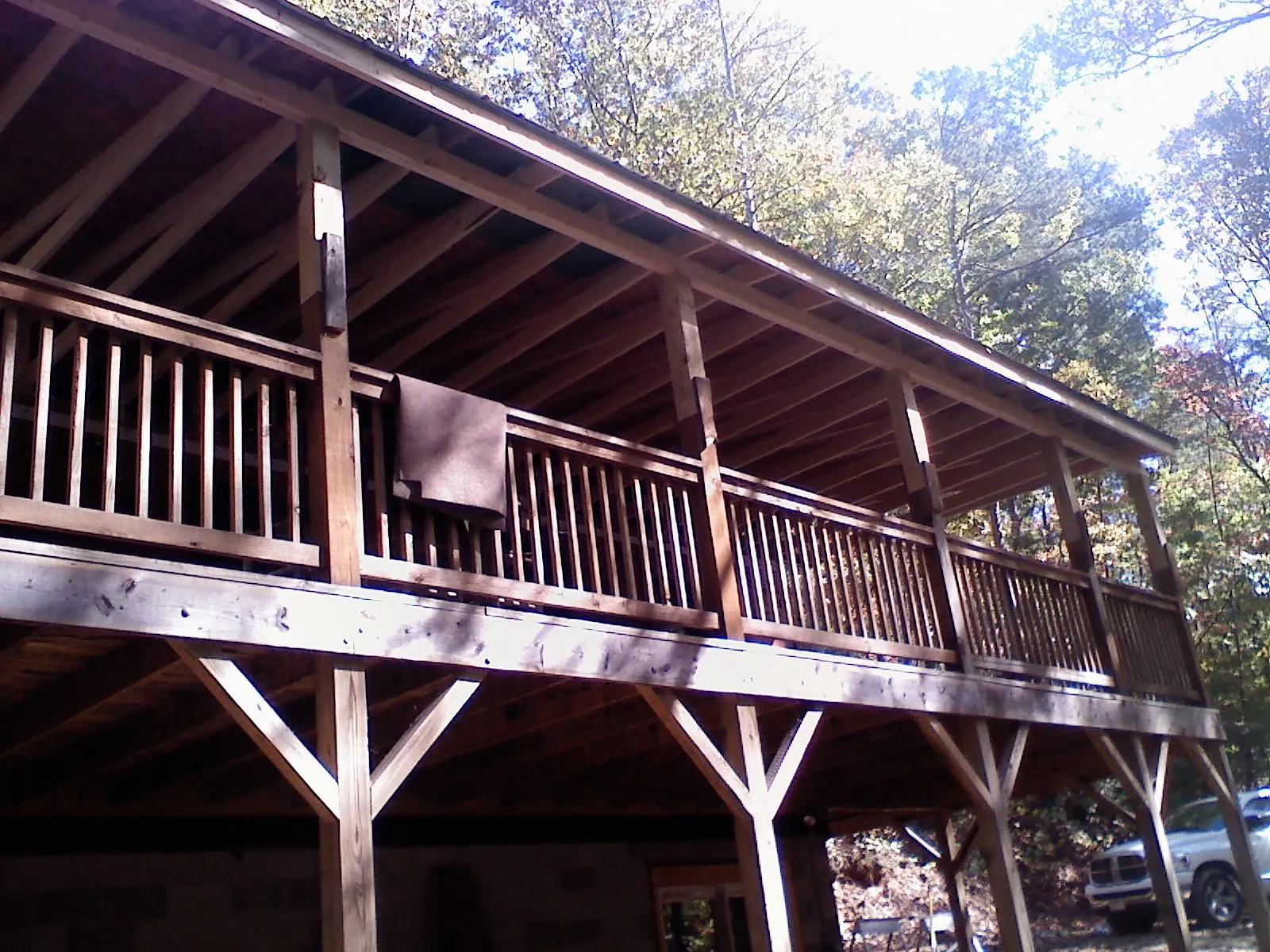 Timber framing under a new elevated porch and deck — Roof Leak Repair in Fincastle by Roofing Brothers